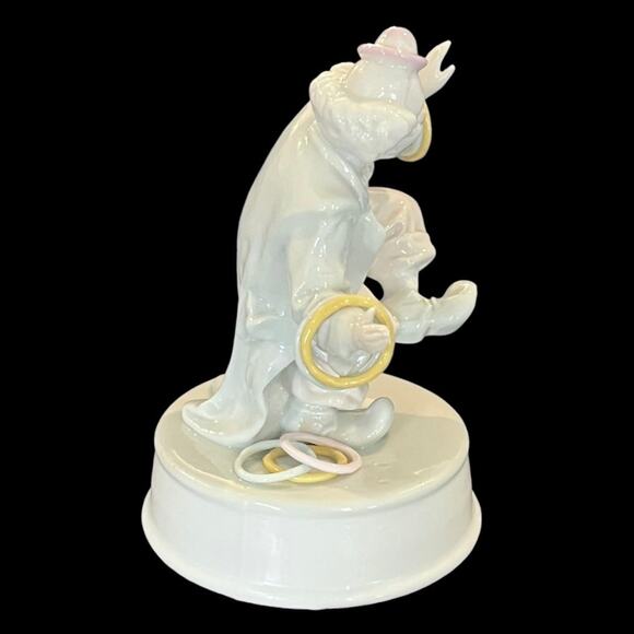 Vintage 1989 Arnart RING CLOWN MUSIC BOX 8” Porcelain Figurine Plays Circus Song - Picture 2 of 7